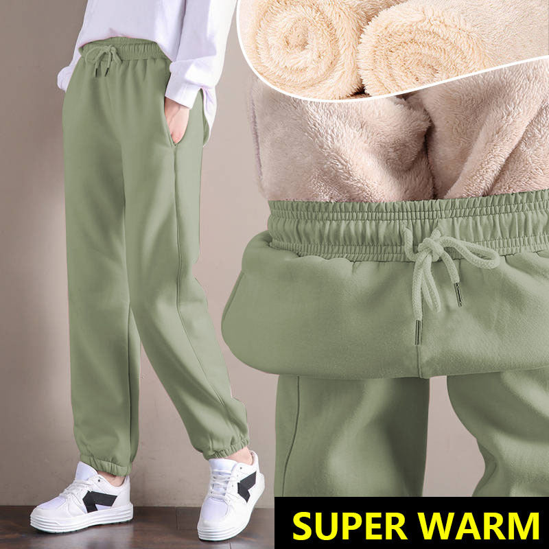 💥Hot Sale💥Women Warm Fleece Cotton Round Neck Solid Joggers Sweatpants (SIZE:S-5XL)