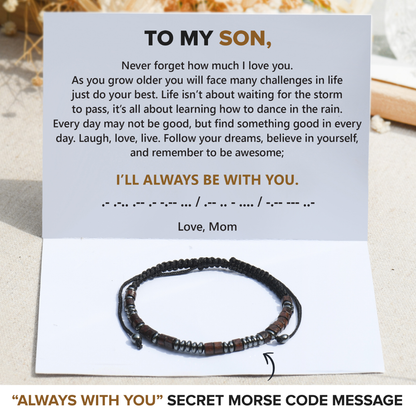 „To My Son, I'll Always Be With You“-Morse-Armband 