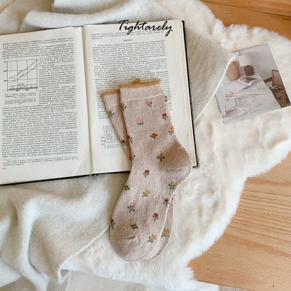 Chaussettes vintage brodées à fleurs pour femmes (🎁Vente du Nouvel An) -K*