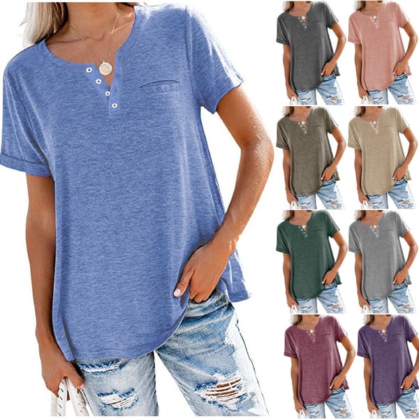 Fashion Solid Color Pocket Short Sleeve T-Shirt