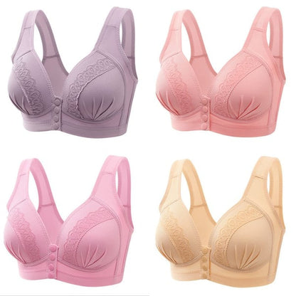 BUY 1 GET 2 FREE(Please add 3 pcs to cart)-2024 Front Button Breathable Skin-Friendly Cotton Bra