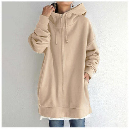 💥Hot Sale，Sold 10000+💥Women's Autumn/Winter Sweater Zipper Hooded Long Plus Cashmere Sweater