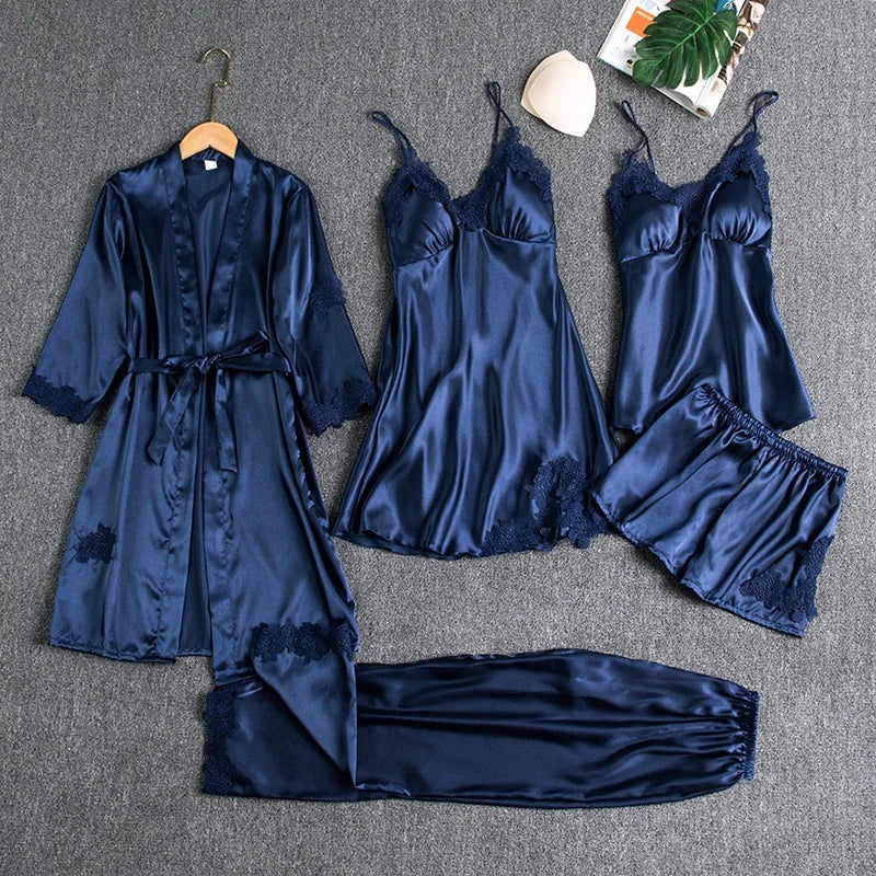 Silk 5 Piece Pajama Set