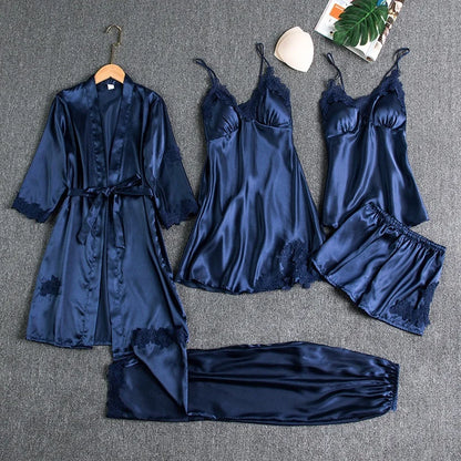 Silk 5 Piece Pajama Set