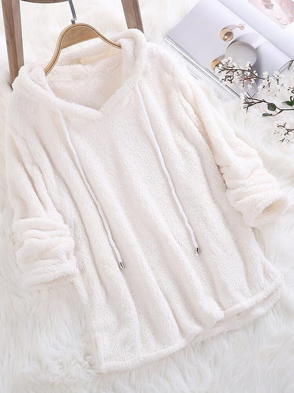 Women's Solid Color Long-sleeved Hooded Plush Double-sided Fleece Plush Sweater