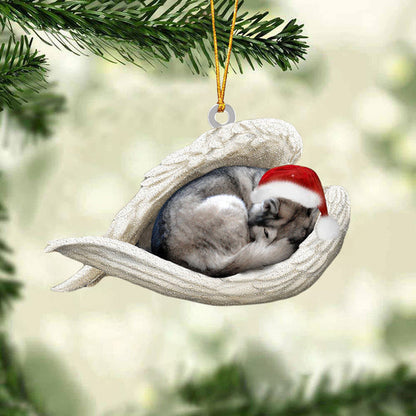 husky Sleeping Angel Christmas Ornament