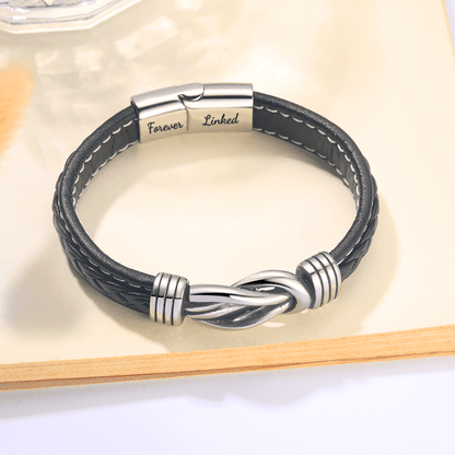 Bracelet en cuir tressé "Mère et fille liées pour toujours" 